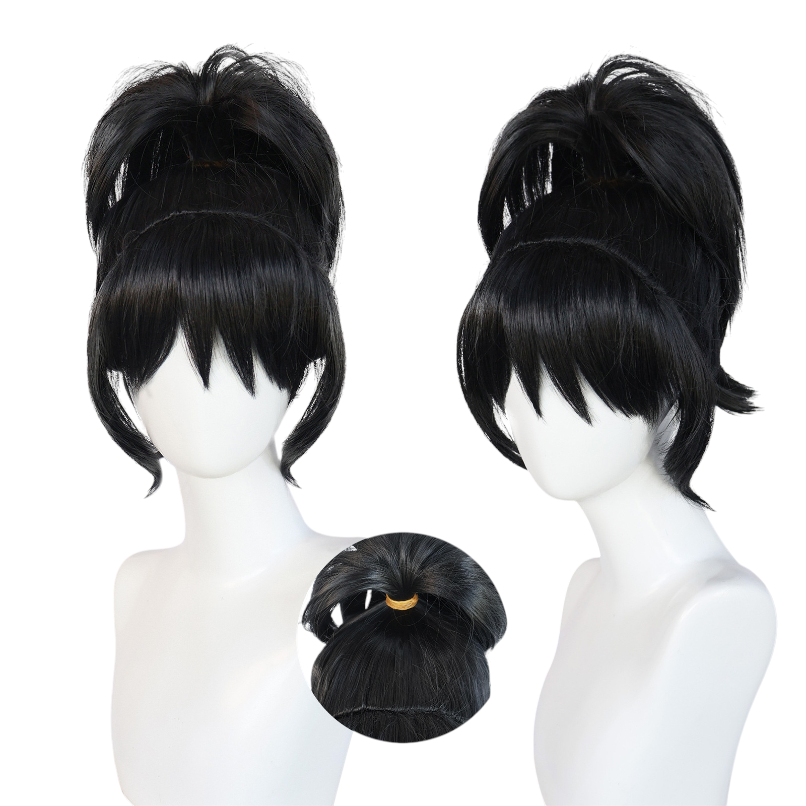 Black Lydia Deetz (Red Wedding) Cosplay Wig - Beetlejuice (Black Spiky Bangs) (FEVERCOS)