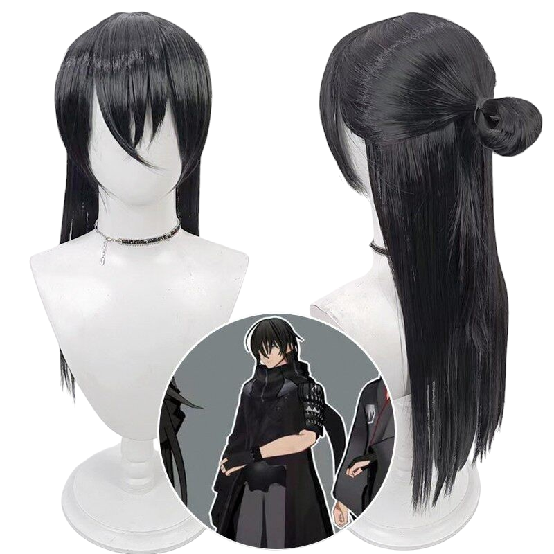 White Smoke Magoroku Kanemoto Cosplay Wig - Touken Ranbu ONLINE (Black Layered Short) (FEVERCOS)