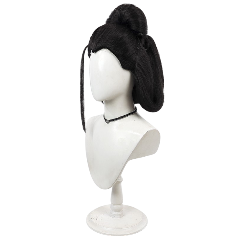 White Smoke Pingping (Little Fox) Cosplay Wig - Black Myth: Wukong (Black Middle Part Twin Buns) (FEVERCOS)