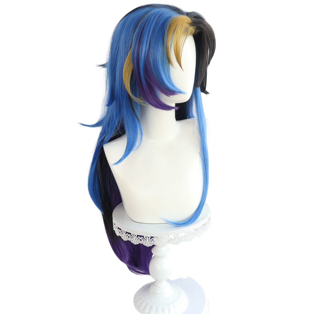 Dark Slate Gray Yone (Heartsteel Prestige) Cosplay Wig - League of Legends (White/Neon) (FEVERCOS) LOL