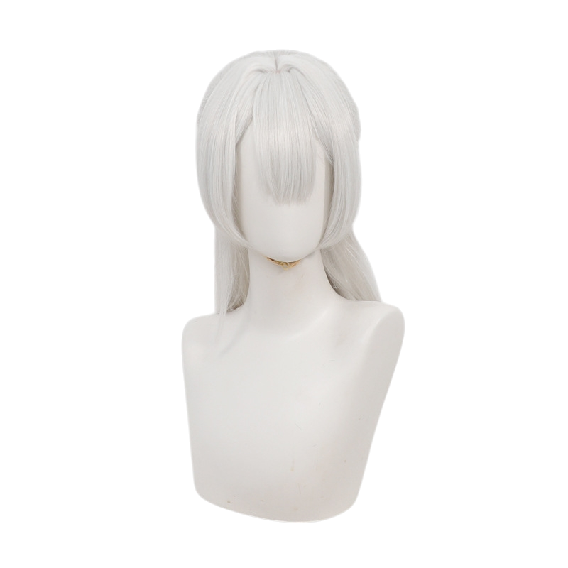 Light Gray Genzuki Tojiro Cosplay Wig - Nijisanji / VTuber (Red Ponytail Scalp) (FEVERCOS)