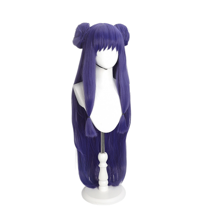 White Smoke Shampoo Cosplay Wig - Ranma 1/2 (Purple Twin Buns Long) (FEVERCOS)