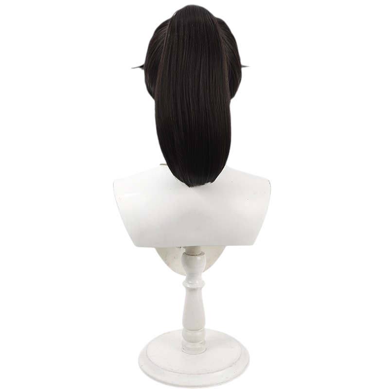 Light Gray Kanbei Wakaouji Cosplay Wig - Nintama Rantaro (Brown Ponytail 30cm) (FEVERCOS)