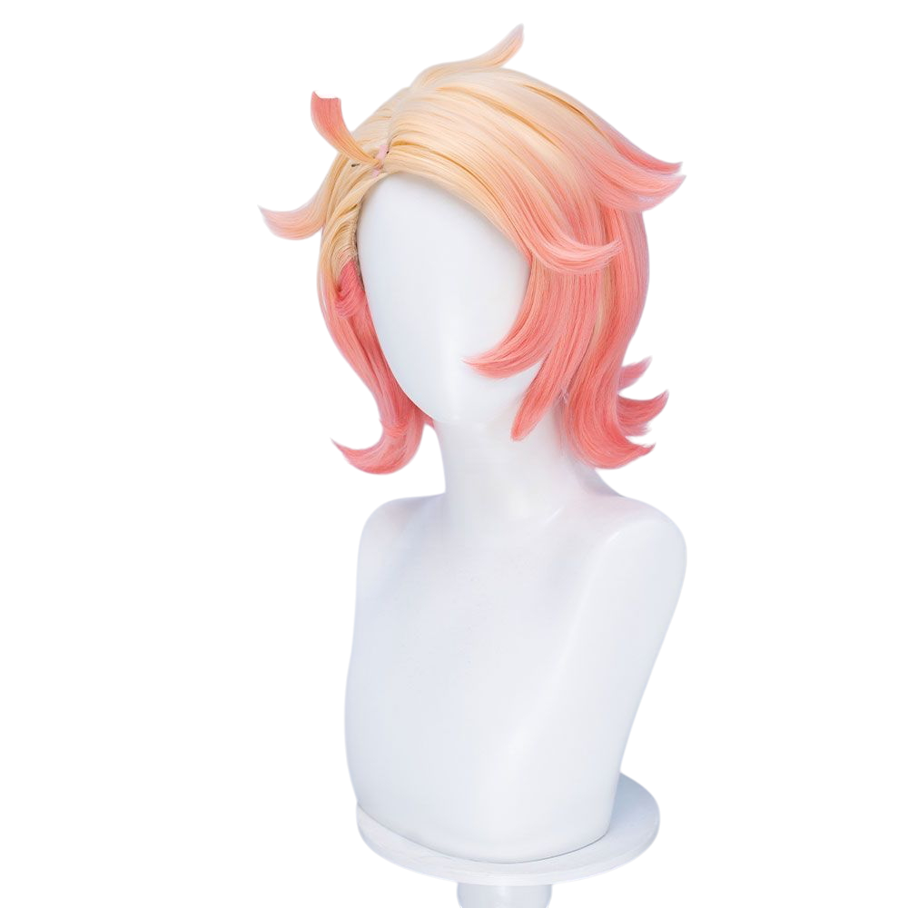 White Smoke Guy Cosplay Wig - Pokemon Legends: Z-A (Orange-Pink Side Part Scalp) (FEVERCOS)
