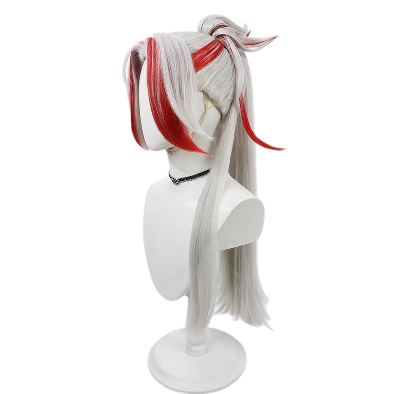White Smoke Yone Cosplay Wig - Boyband Heartsteel (White High Ponytail Widow's Peak) (FEVERCOS)