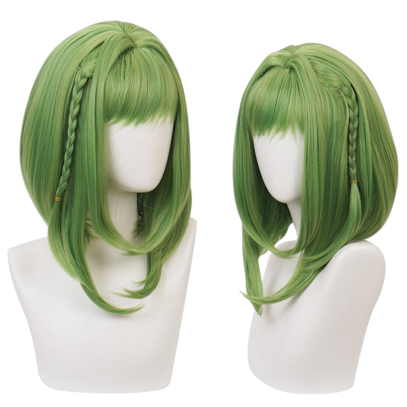 White Smoke Sakura Nanamine Cosplay Wig - Toilet-Bound Hanako-kun (Green Braided Bob) (FEVERCOS)