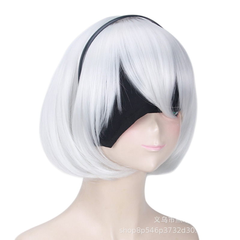 9S (YoRHa No.9 Type S) Cosplay Wig - NieR: Automata (Silver Short) (FEVERCOS)