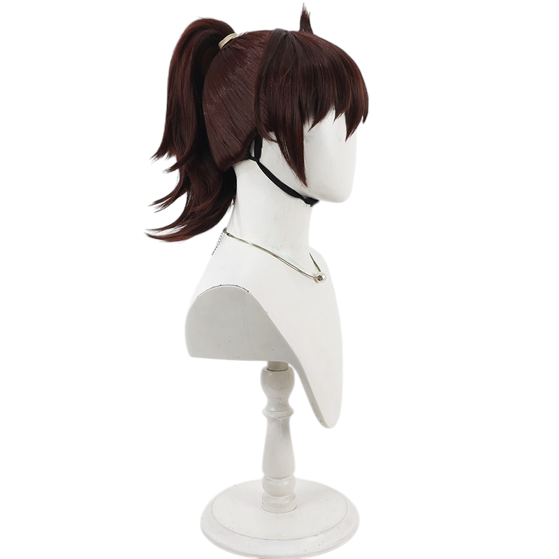 Light Gray Hansuke Doi (Sensei) Cosplay Wig - Nintama Rantaro (Brown Ponytail) (FEVERCOS)