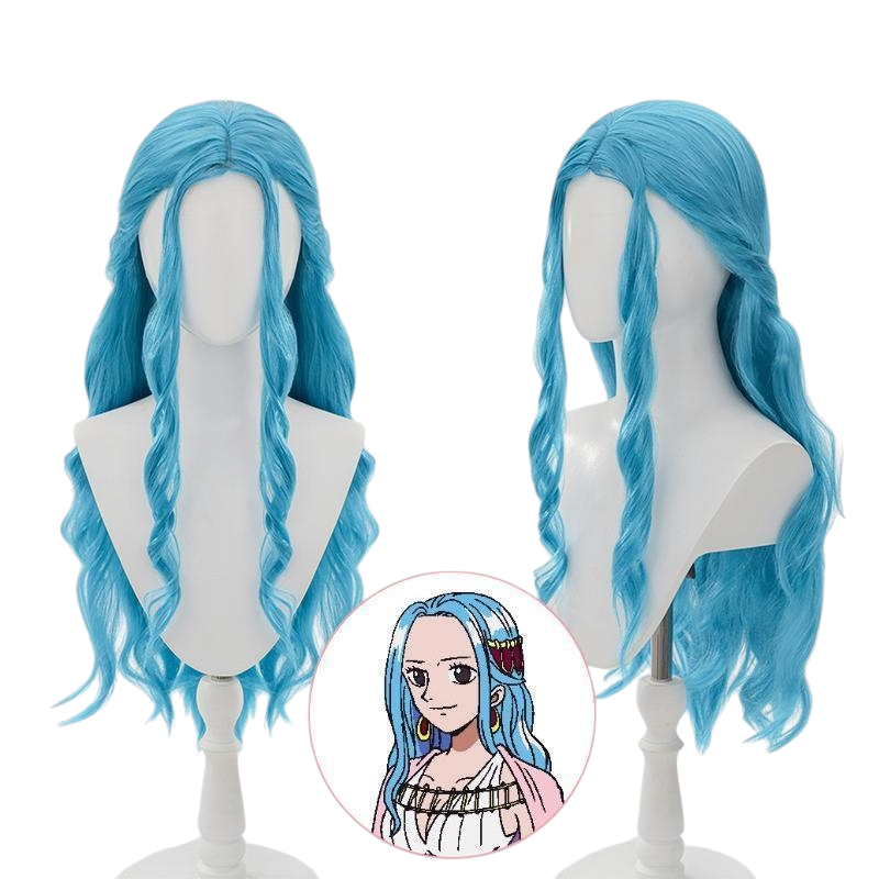 White Smoke Nefertari Vivi Cosplay Wig - One Piece (Light Blue Wavy Long) (FEVERCOS)