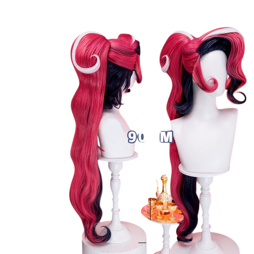White Smoke Velvette (Single Ponytail Ver.) Cosplay Wig - Hazbin Hotel (Teased Detachable Tail) (FEVERCOS)
