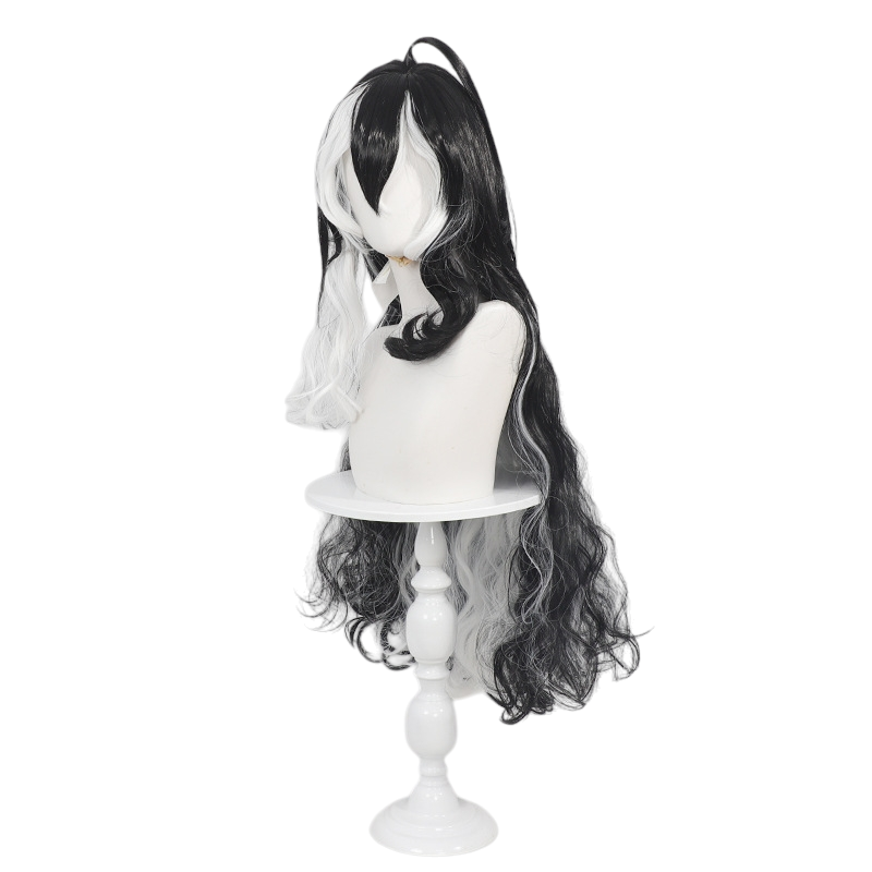 White Smoke Wang Cosplay Wig - Arknights (Black/White Split Curly Ponytail) (FEVERCOS)