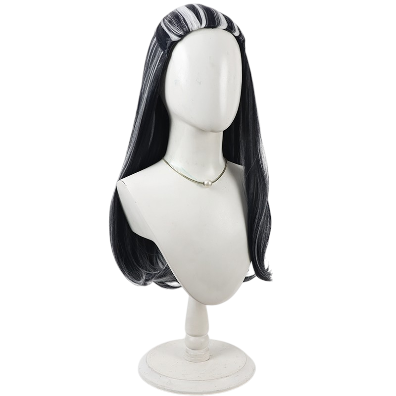 White Smoke Frankie Stein Cosplay Wig - Monster High (Black and White Streaks) (FEVERCOS)