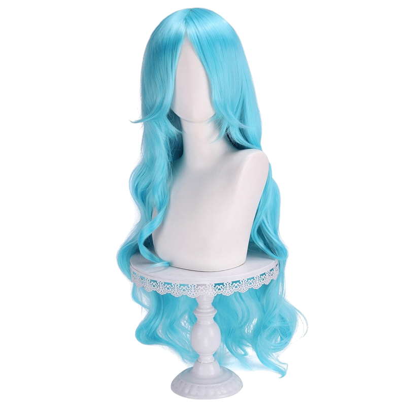 White Smoke Nefertari Vivi Cosplay Wig - One Piece (Light Blue Wavy) (FEVERCOS)