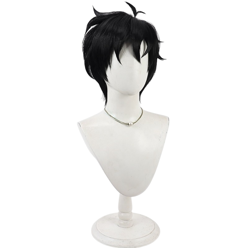 White Smoke Videl (Natade Village Ver.) Cosplay Wig - Dragon Ball Z (Black Teased Short) (FEVERCOS)