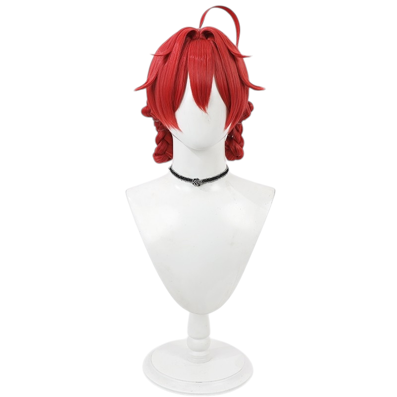 White Smoke Danjin Cosplay Wig - Wuthering Waves (Red Integrated Braided Updo) (FEVERCOS)