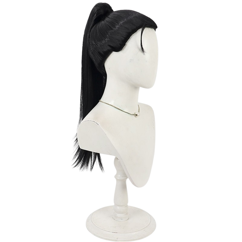White Smoke Shuro (Toshiro) Cosplay Wig - Delicious in Dungeon (Black Detachable Ponytail) (FEVERCOS)