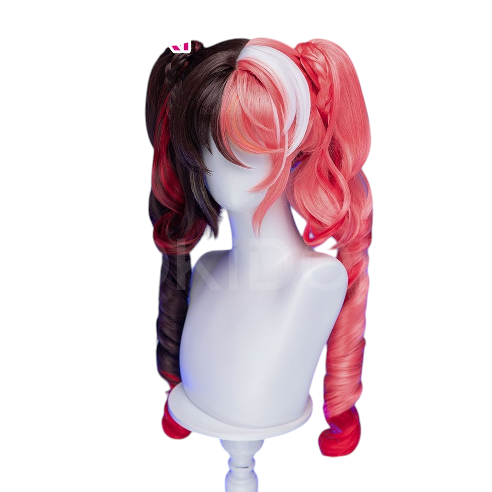 White Smoke Luna Snow (Cherry Sundae) Cosplay Wig - Marvel Rivals (Pink Detachable Ponytail) (FEVERCOS)