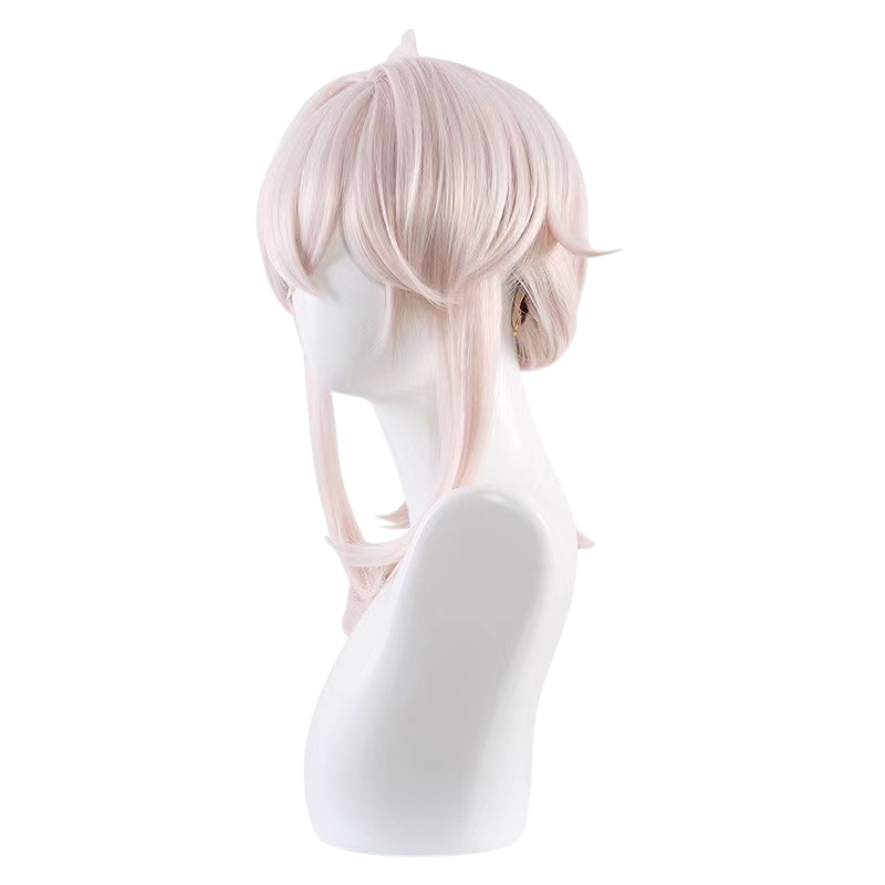 White Smoke Kaedehara Kazuha Cosplay Wig - Genshin Impact (Platinum Blonde Red Streak Ponytail) (FEVERCOS)