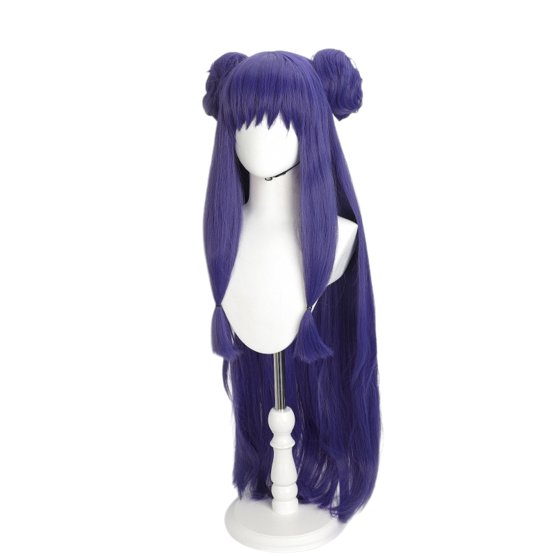 White Smoke Shampoo Cosplay Wig - Ranma 1/2 (Purple Twin Buns Long) (FEVERCOS)