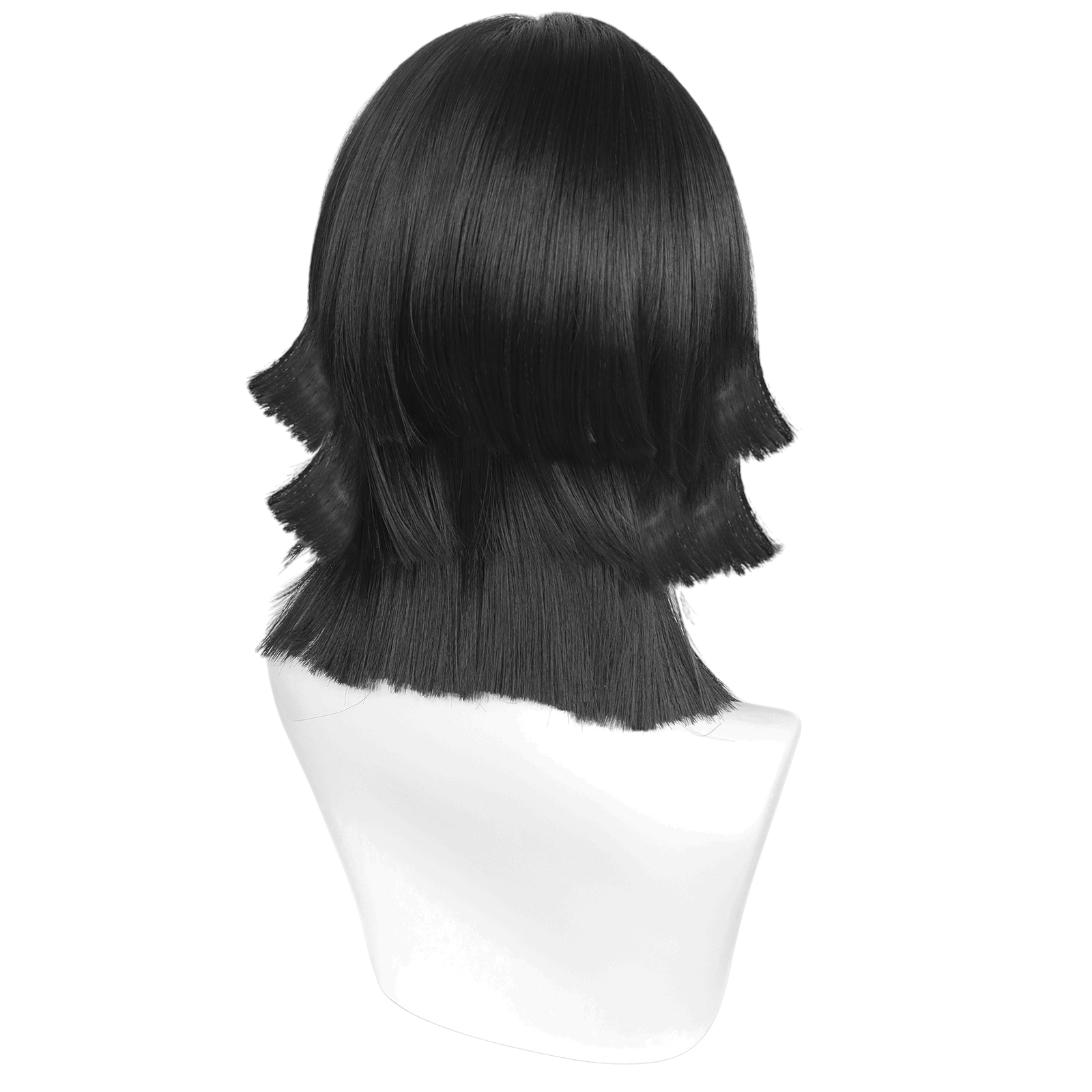 White Smoke Obanai Iguro Cosplay Wig - Demon Slayer (Black Layered) (FEVERCOS)
