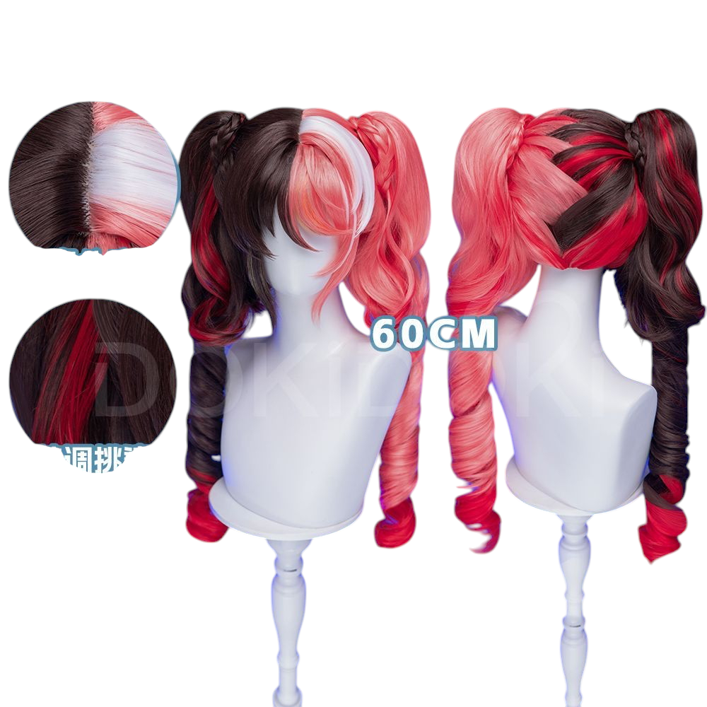 White Smoke Luna Snow (Cherry Sundae) Cosplay Wig - Marvel Rivals (Pink Detachable Ponytail) (FEVERCOS)