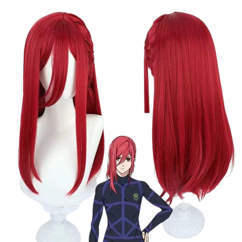 White Smoke Hyoma Chigiri Cosplay Wig - Blue Lock (Red Side Part Fishtail Braid) (FEVERCOS)