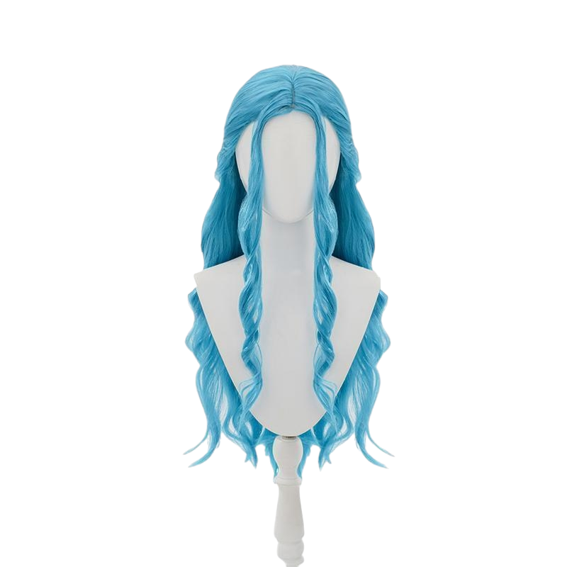 White Smoke Nefertari Vivi Cosplay Wig - One Piece (Light Blue Wavy Long) (FEVERCOS)