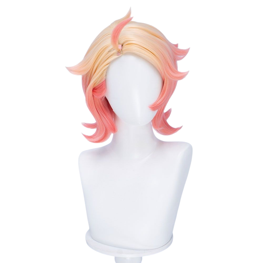 White Smoke Guy Cosplay Wig - Pokemon Legends: Z-A (Orange-Pink Side Part Scalp) (FEVERCOS)