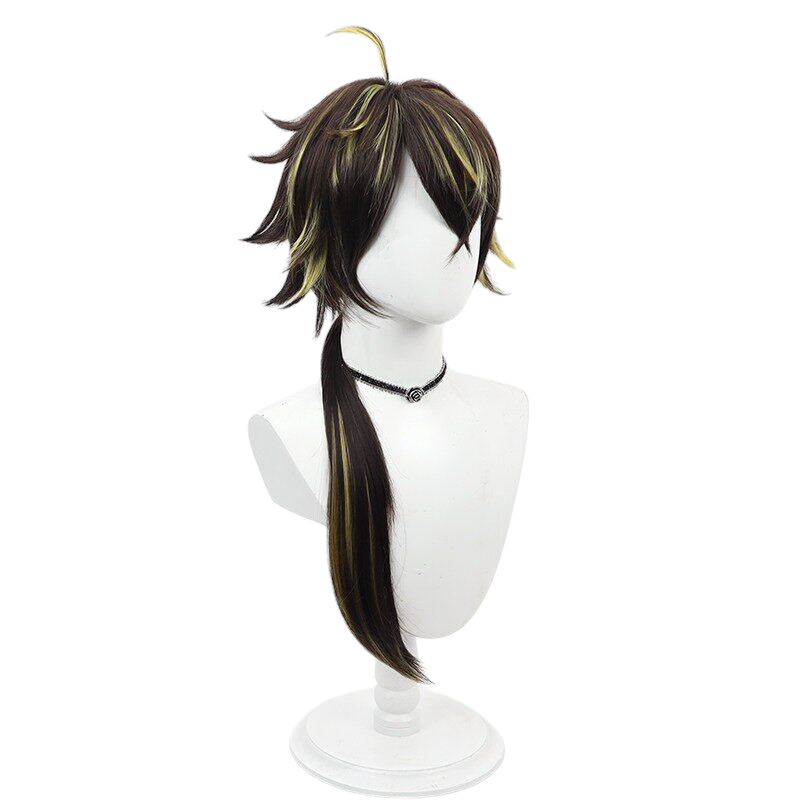 White Smoke Kashagiri Cosplay Wig - Touken Ranbu (Highlighted Long Tail Teased) (FEVERCOS)