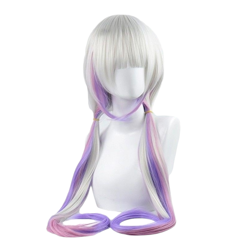 White Smoke Kanna Kamui Cosplay Wig - Miss Kobayashi's Dragon Maid (White/Purple Twin Tails) (FEVERCOS)
