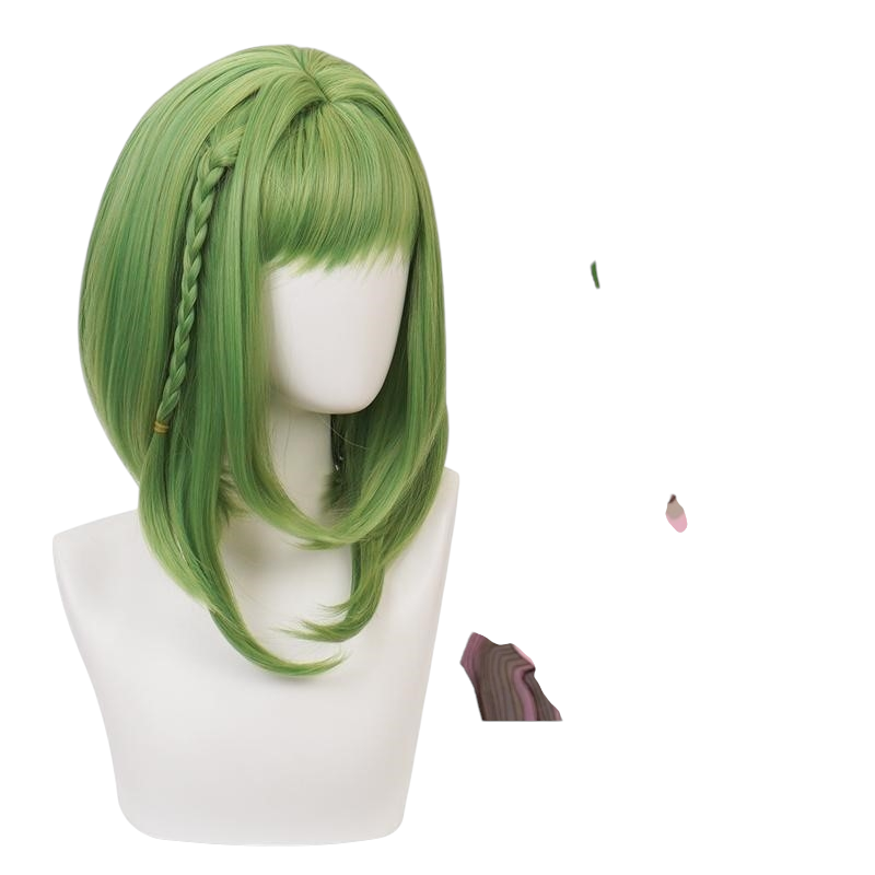 White Smoke Sakura Nanamine Cosplay Wig - Toilet-Bound Hanako-kun (Green Braided Bob) (FEVERCOS)