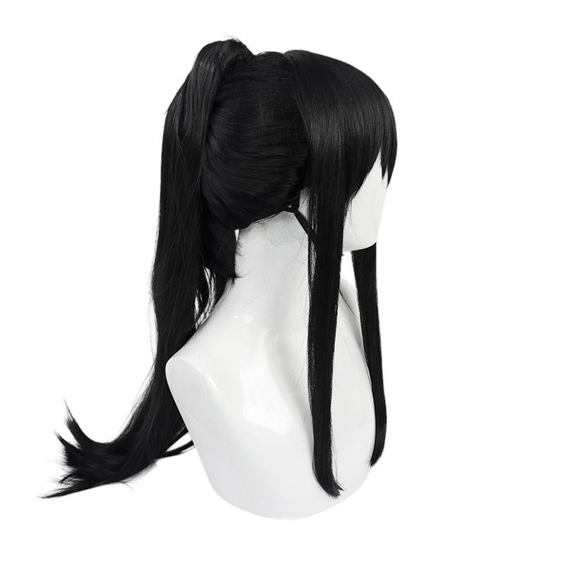 White Smoke Mina Ashiro Cosplay Wig - Kaiju No. 8 (Black Ponytail) (FEVERCOS)