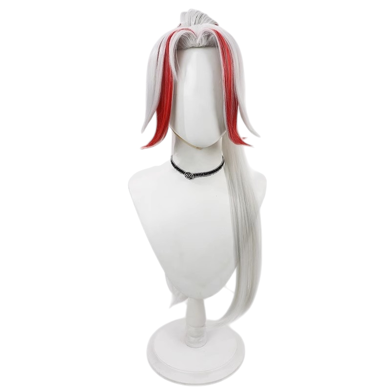 White Smoke Yone Cosplay Wig - Boyband Heartsteel (White High Ponytail Widow's Peak) (FEVERCOS)
