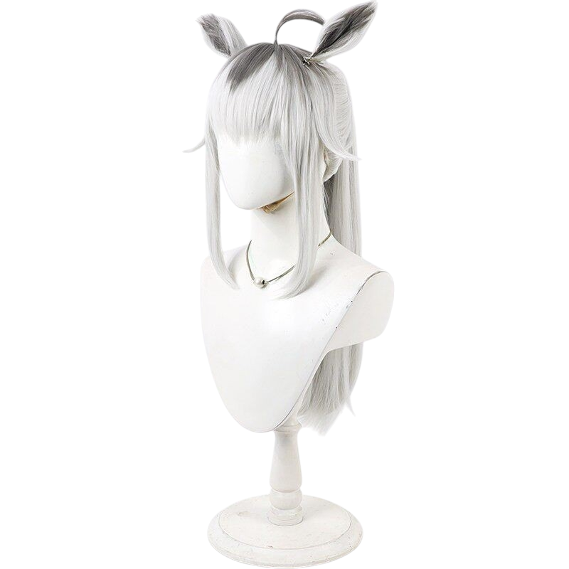 White Smoke Oguri Cap (Cinderella Gray) Cosplay Wig - Uma Musume (Detachable Long Ponytail with Ears) (FEVERCOS)