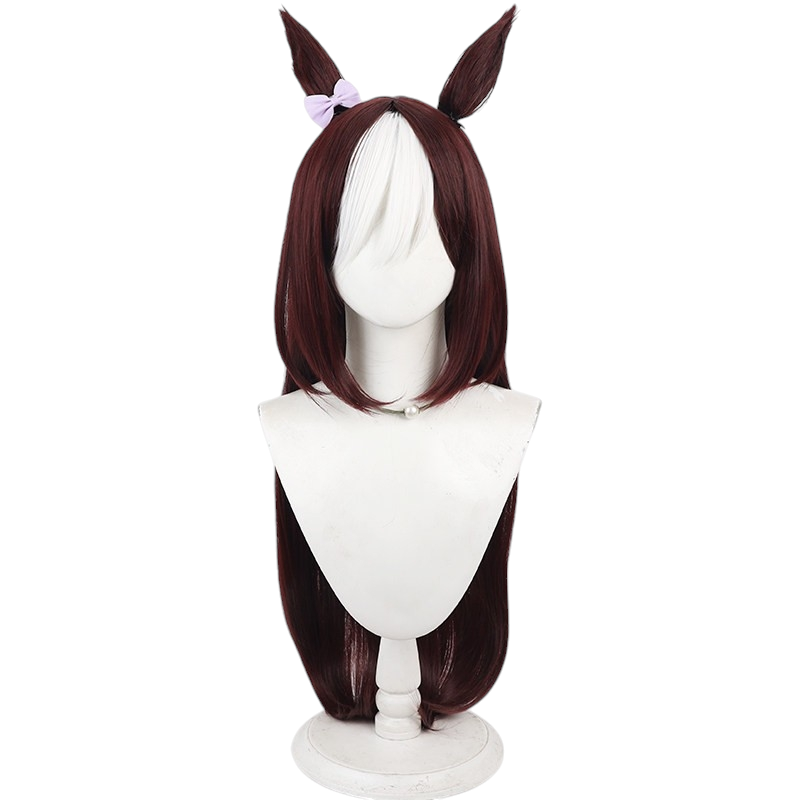 White Smoke Special Week (Doujin Long Hair Ver.) Cosplay Wig - Uma Musume: Pretty Derby (Includes Ears & Tail) (FEVERCOS)