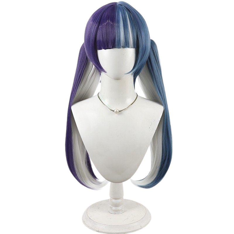 White Smoke Mei Kano Cosplay Wig - Persona 5: The Phantom X (Split Color Detachable Twin Tails) (FEVERCOS)