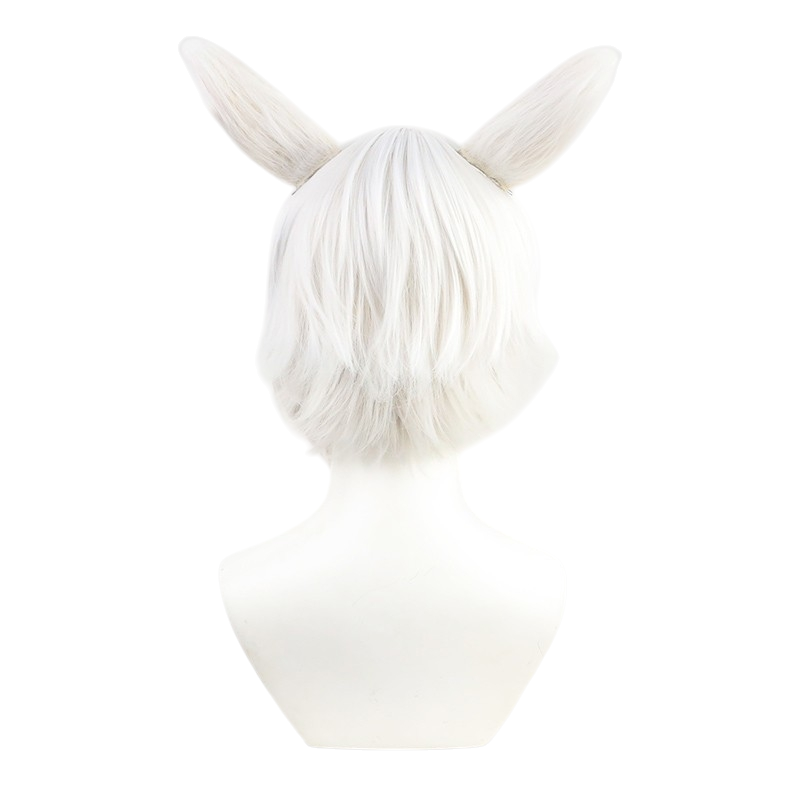 White Smoke Y'shtola Cosplay Wig - Final Fantasy XIV (White Short with Ears) (FEVERCOS)