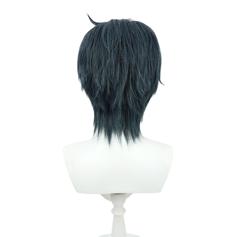 White Smoke Seiya Takehaya Cosplay Wig - Tsurune (Dark Blue Flipped Teased) (FEVERCOS)