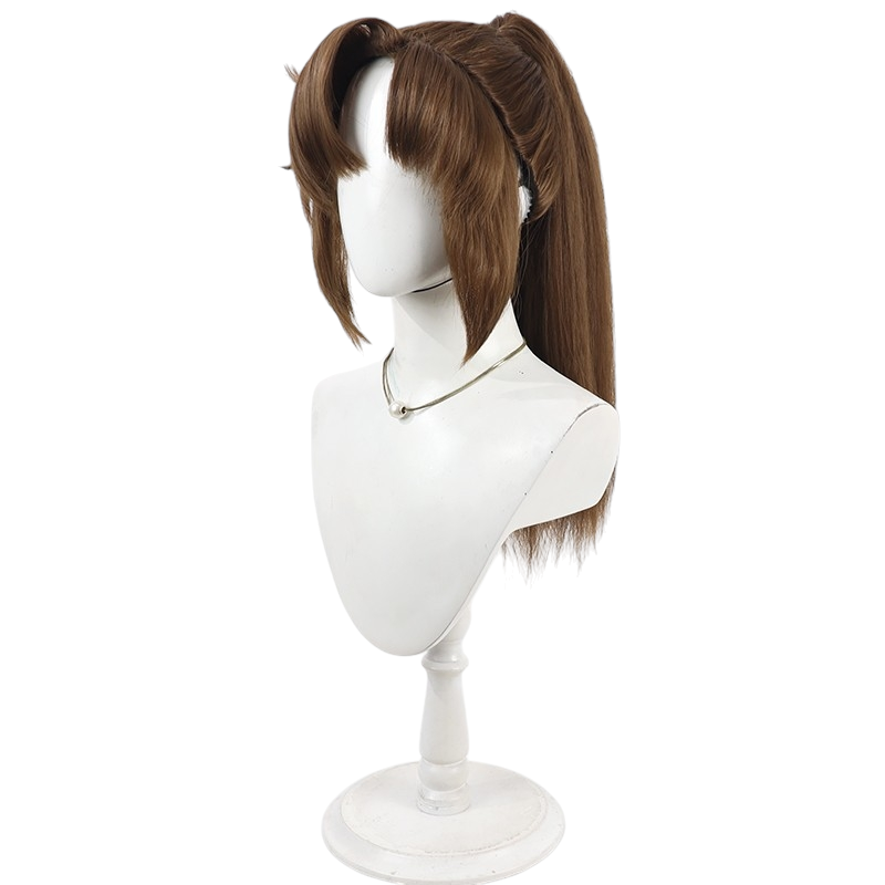 Dark Slate Gray Isaku Zenpoji Cosplay Wig - Nintama Rantaro (Brown Soft Ponytail) (FEVERCOS)