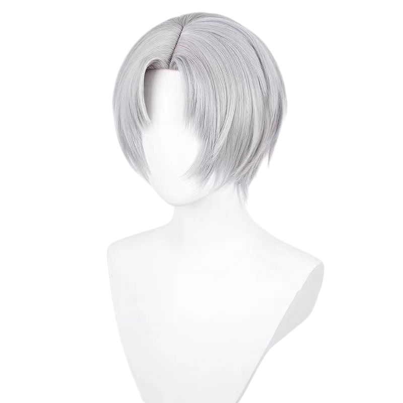 White Smoke Charlie Su Cosplay Wig - Light and Night (Silver Grey Center Part) (FEVERCOS)