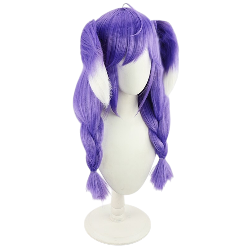 White Smoke Selen Tatsuki Cosplay Wig - Nijisanji EN (Twin Braids Ear Wings) (FEVERCOS)
