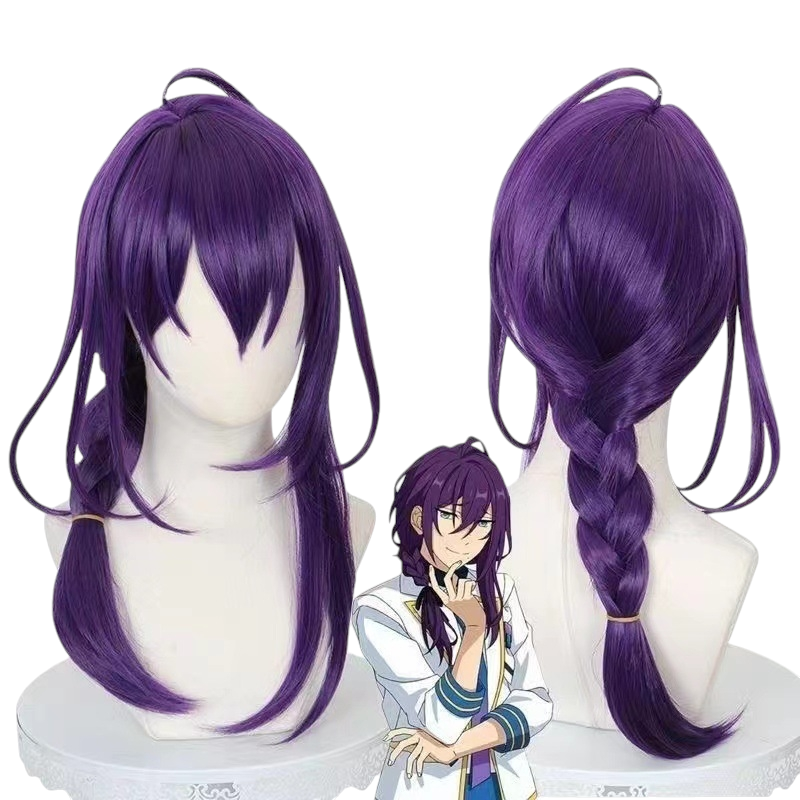White Smoke Mayoi Ayase Cosplay Wig - Ensemble Stars!! ALKALOID (Purple/Green Split Braid) (FEVERCOS)