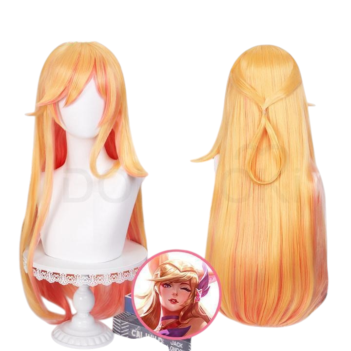 White Smoke Ahri (Star Guardian) Cosplay Wig - League of Legends (Peach Pink Long Flowing) (FEVERCOS)