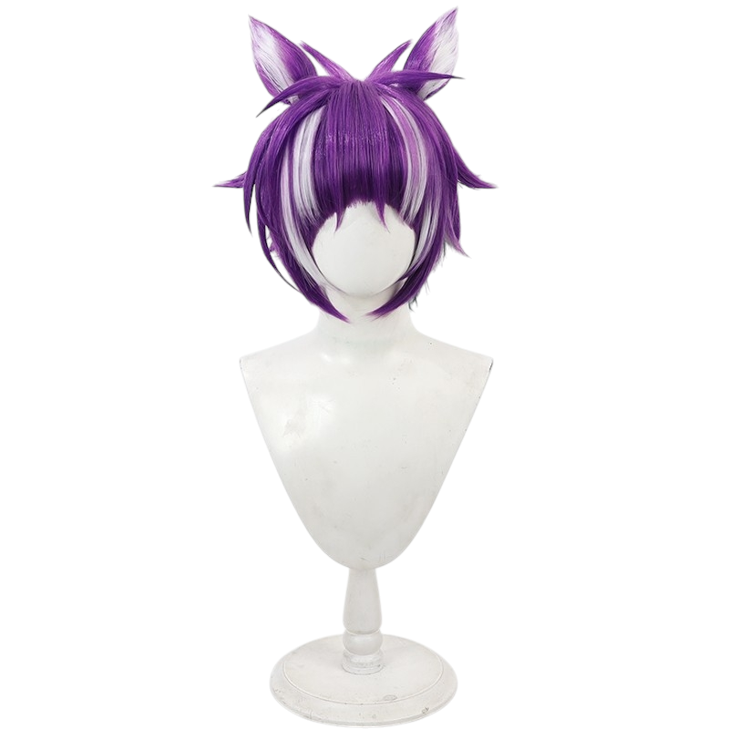 White Smoke Che'nya Cosplay Wig - Twisted Wonderland (Multi-Color Teased Ears) (FEVERCOS)