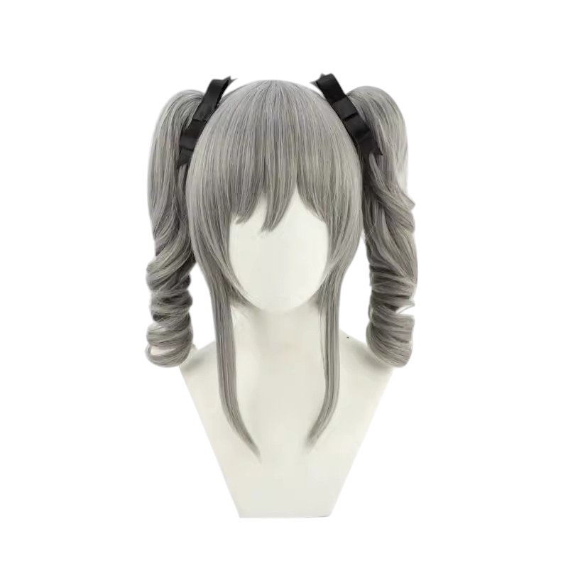 White Smoke Ranko Kanzaki / Bronya Style Cosplay Wig - Idolmaster Cinderella Girls (Silver Twin Tails) (FEVERCOS)