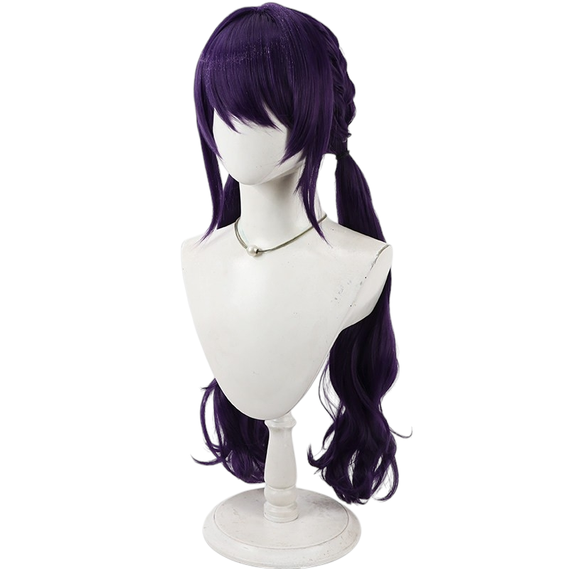 White Smoke Asahina Mafuyu Cosplay Wig - Project Sekai (Dark Purple Ponytail) (FEVERCOS)