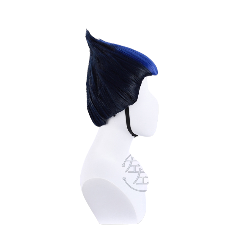 White Smoke Yoru Cosplay Wig - Valorant (Black/Blue Widow's Peak Spiky) (FEVERCOS)
