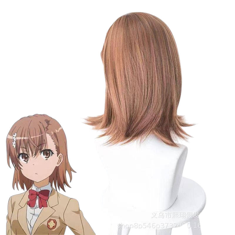 White Smoke Mikoto Misaka Cosplay Wig - A Certain Scientific Railgun (Brown Short) (FEVERCOS)