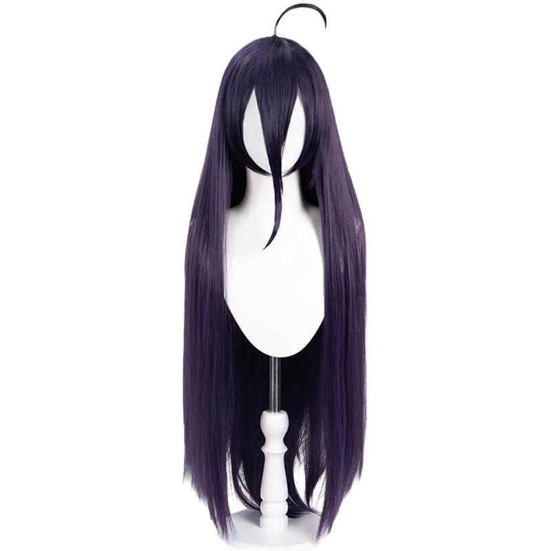 White Smoke Albedo Cosplay Wig - Overlord (Black-Purple Ahoge Long Straight) (FEVERCOS)