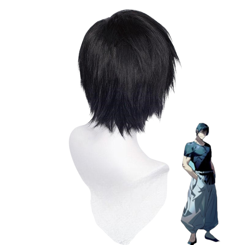 White Smoke Toji Fushiguro Cosplay Wig - Jujutsu Kaisen (Black Messy Flipped) (FEVERCOS)